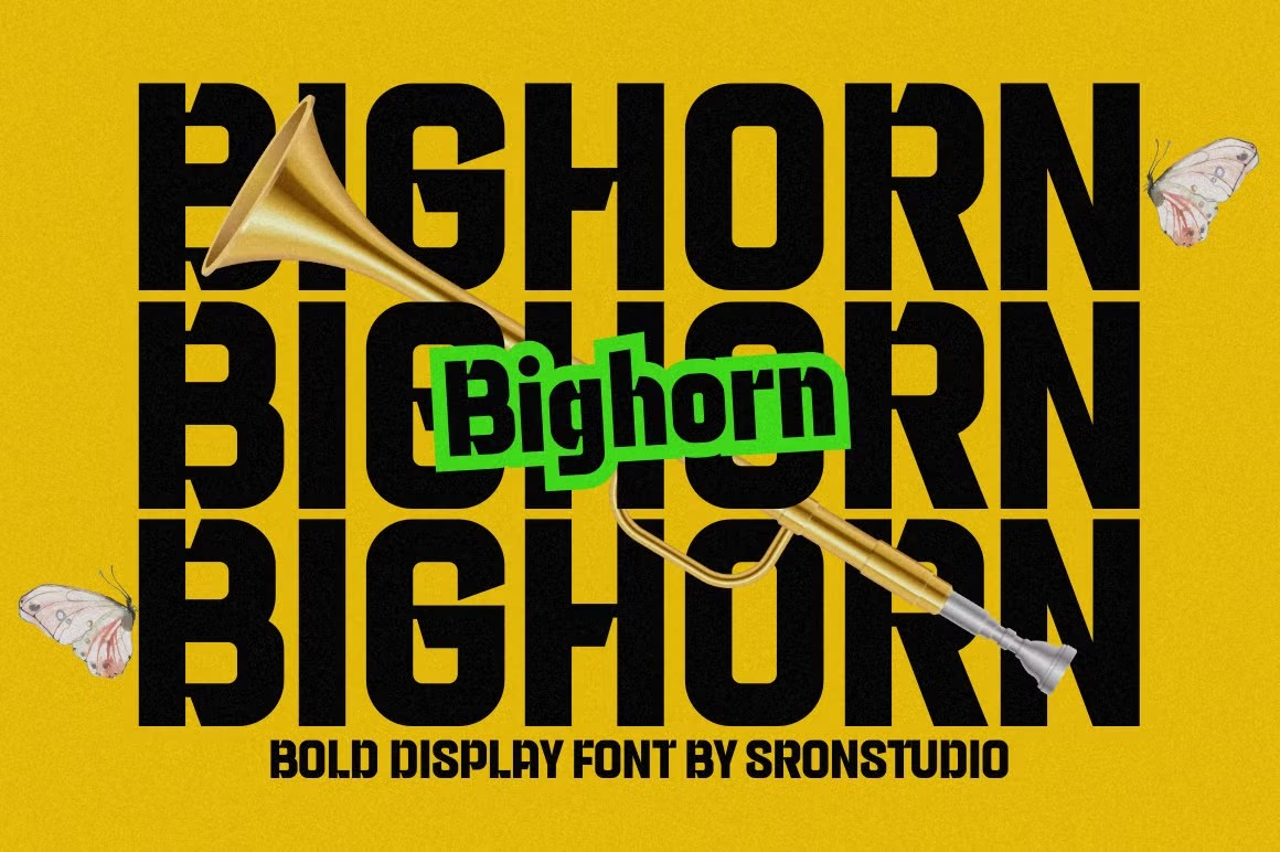 现代极简杂志海报包装徽标设计无衬线英文字体安装包 Bighorn – Bold Logo Font 设计素材 sucaiwan.com