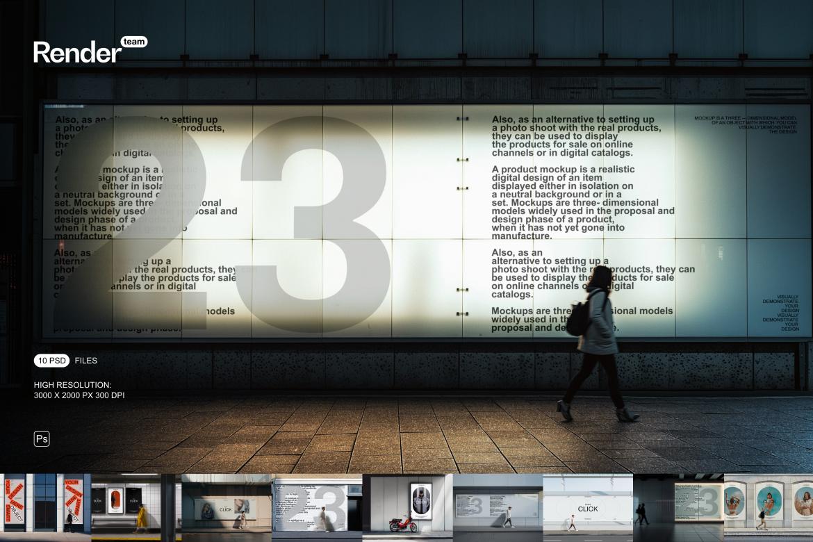 10款高级城市街头广告牌灯箱视觉宣传海报设计Ps展示贴图样机模板素材 Urban Mockup Set 样机素材 sucaiwan.com