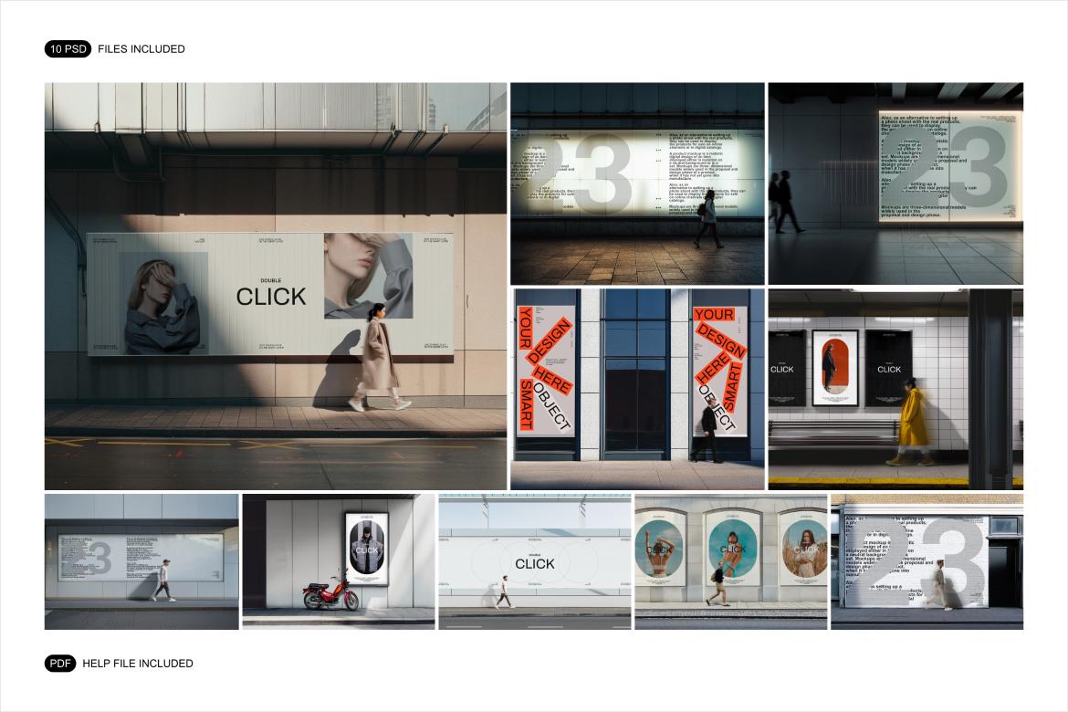 10款高级城市街头广告牌灯箱视觉宣传海报设计Ps展示贴图样机模板素材 Urban Mockup Set 样机素材 sucaiwan.com