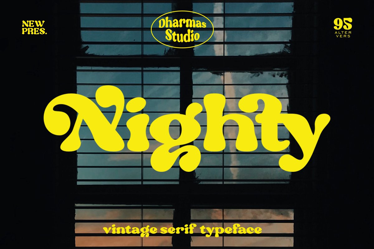 复古优雅杂志海报标题徽标Logo设计装饰英文字体素材 Nighty – Vintage Serif Typeface 设计素材 sucaiwan.com