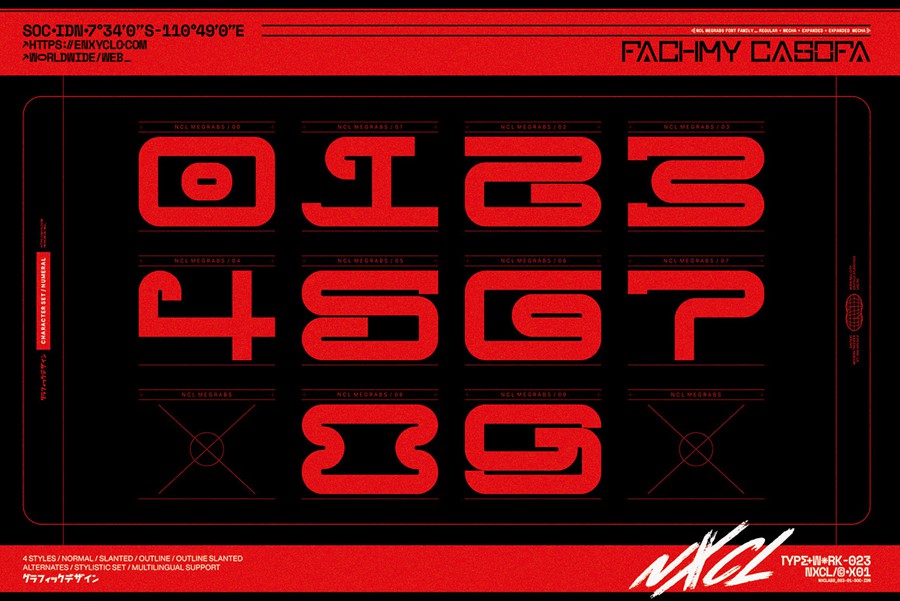 未来科幻赛博朋克海报街头服饰徽标设计y2k装饰英文字体安装包 NCL Megrabs Font Family – Industrial Brutalism 设计素材 第18张-素材湾丨精选海外优质设计素材资源 未来科幻赛博朋克海报街头服饰徽标设计y2k装饰英文字体安装包 NCL Megrabs Font Family – Industrial Brutalism 设计素材 sucaiwan.com