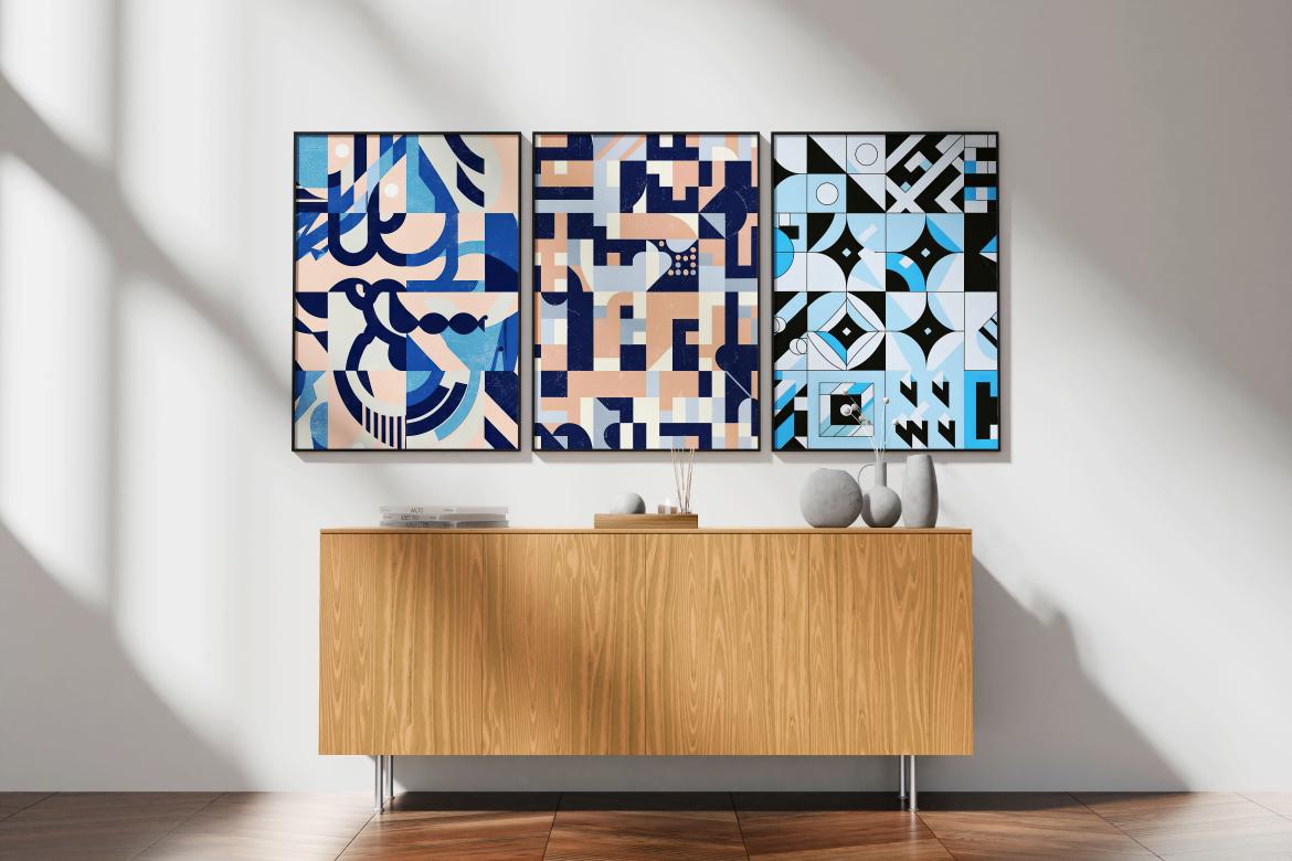 6款时尚室内海报艺术品挂画设计相框展示贴图PSD样机模板素材 Posters Frame Mockup – Alanca Series 样机素材 sucaiwan.com