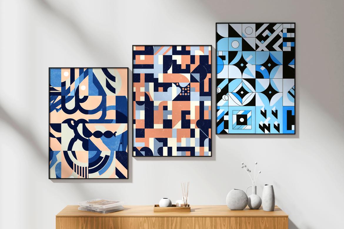 6款时尚室内海报艺术品挂画设计相框展示贴图PSD样机模板素材 Posters Frame Mockup – Alanca Series 样机素材 sucaiwan.com