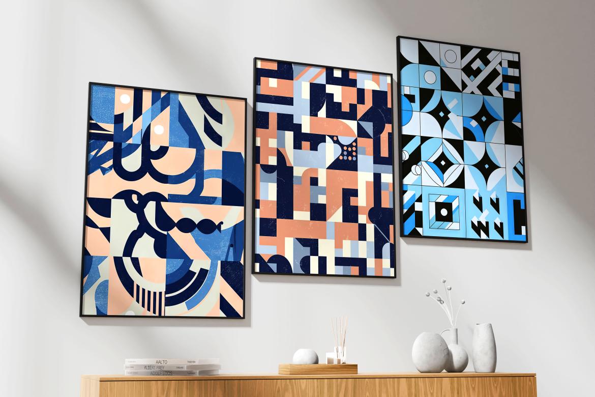 6款时尚室内海报艺术品挂画设计相框展示贴图PSD样机模板素材 Posters Frame Mockup – Alanca Series 样机素材 sucaiwan.com