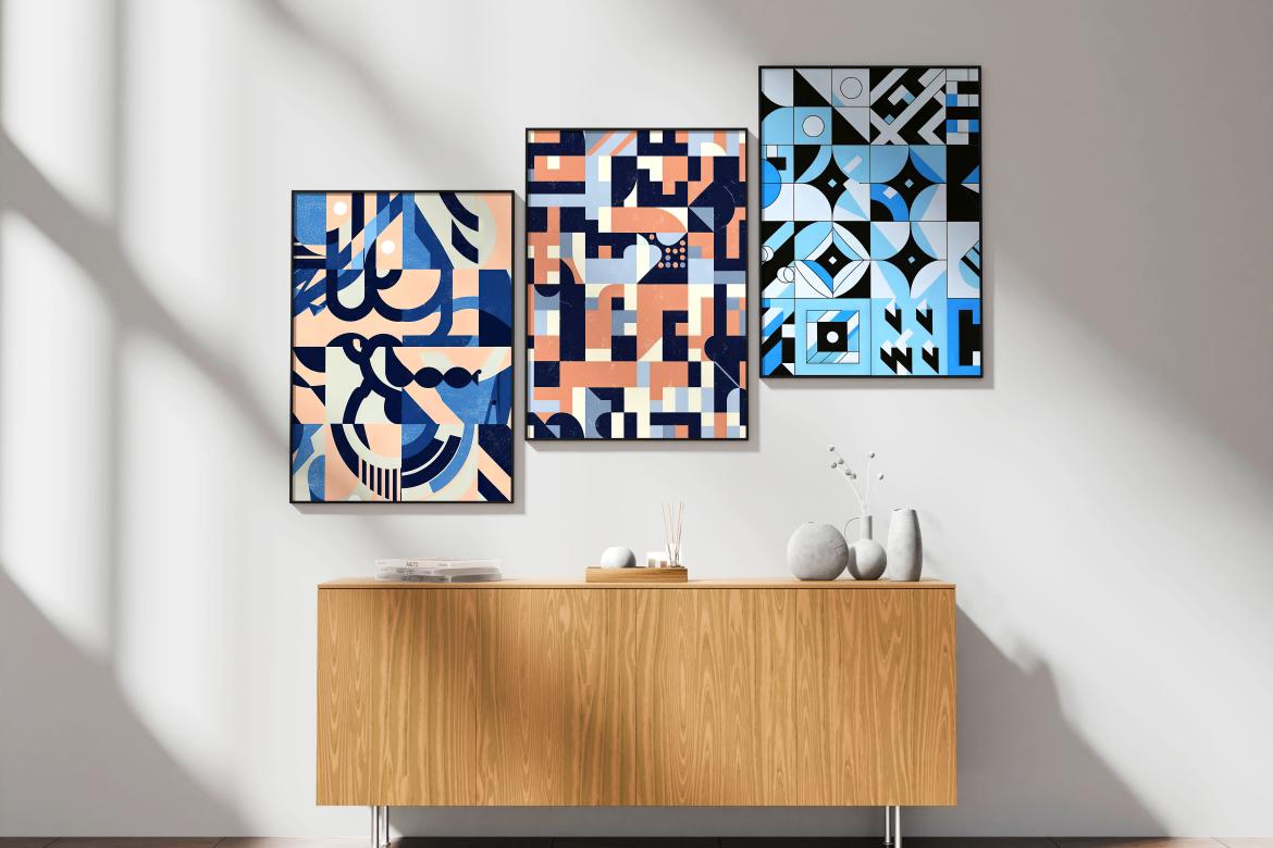 6款时尚室内海报艺术品挂画设计相框展示贴图PSD样机模板素材 Posters Frame Mockup – Alanca Series 样机素材 sucaiwan.com