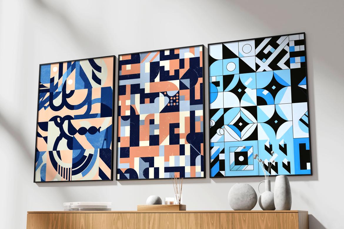 6款时尚室内海报艺术品挂画设计相框展示贴图PSD样机模板素材 Posters Frame Mockup – Alanca Series 样机素材 sucaiwan.com