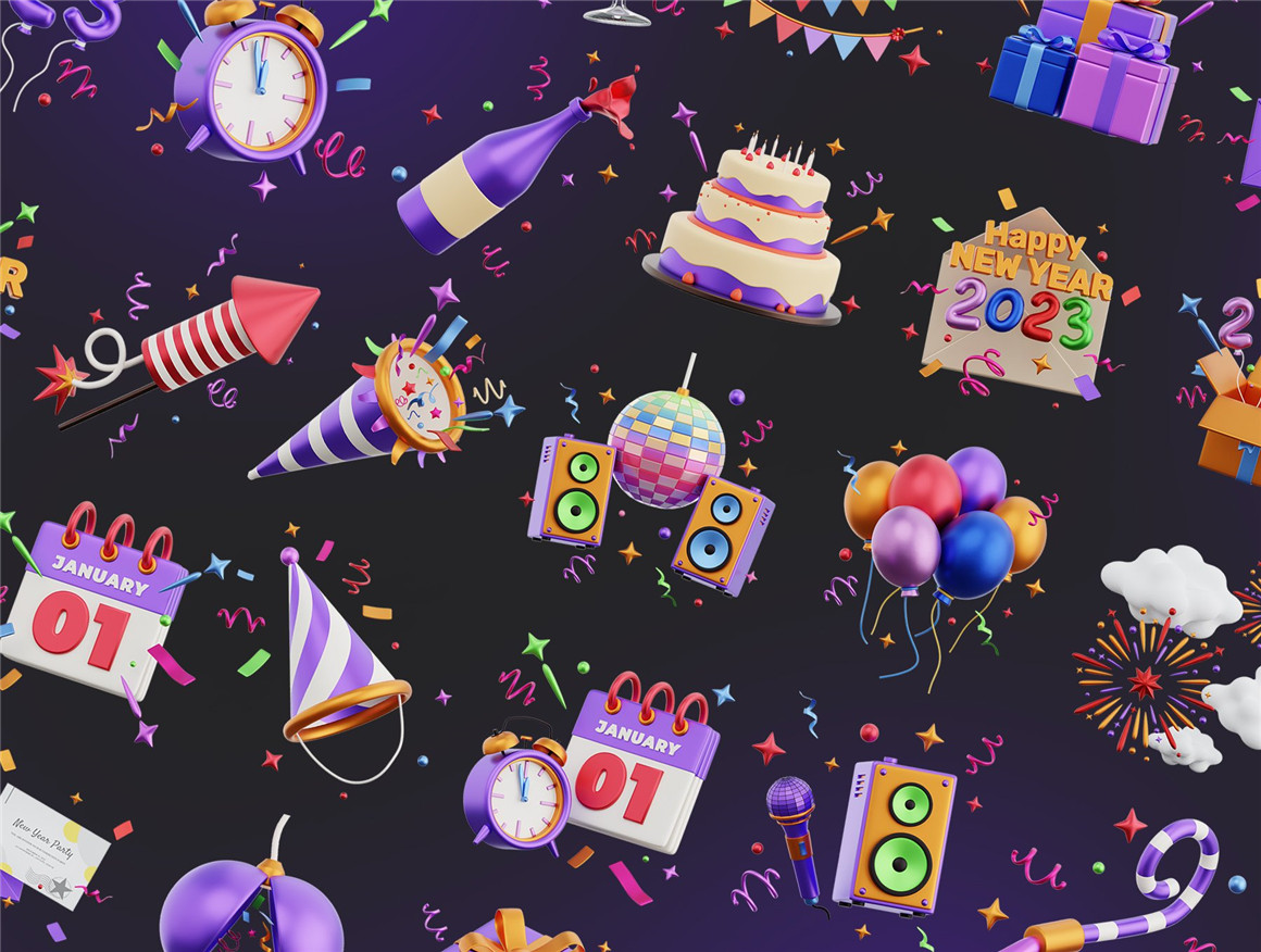 趣味卡通3D新年节日生日派对庆典插图插画PNG免抠图片+3D素材 New Year Party 3D Icons 图标素材 第3张-素材湾丨精选海外优质设计素材资源 趣味卡通3D新年节日生日派对庆典插图插画PNG免抠图片+3D素材 New Year Party 3D Icons 图标素材 sucaiwan.com