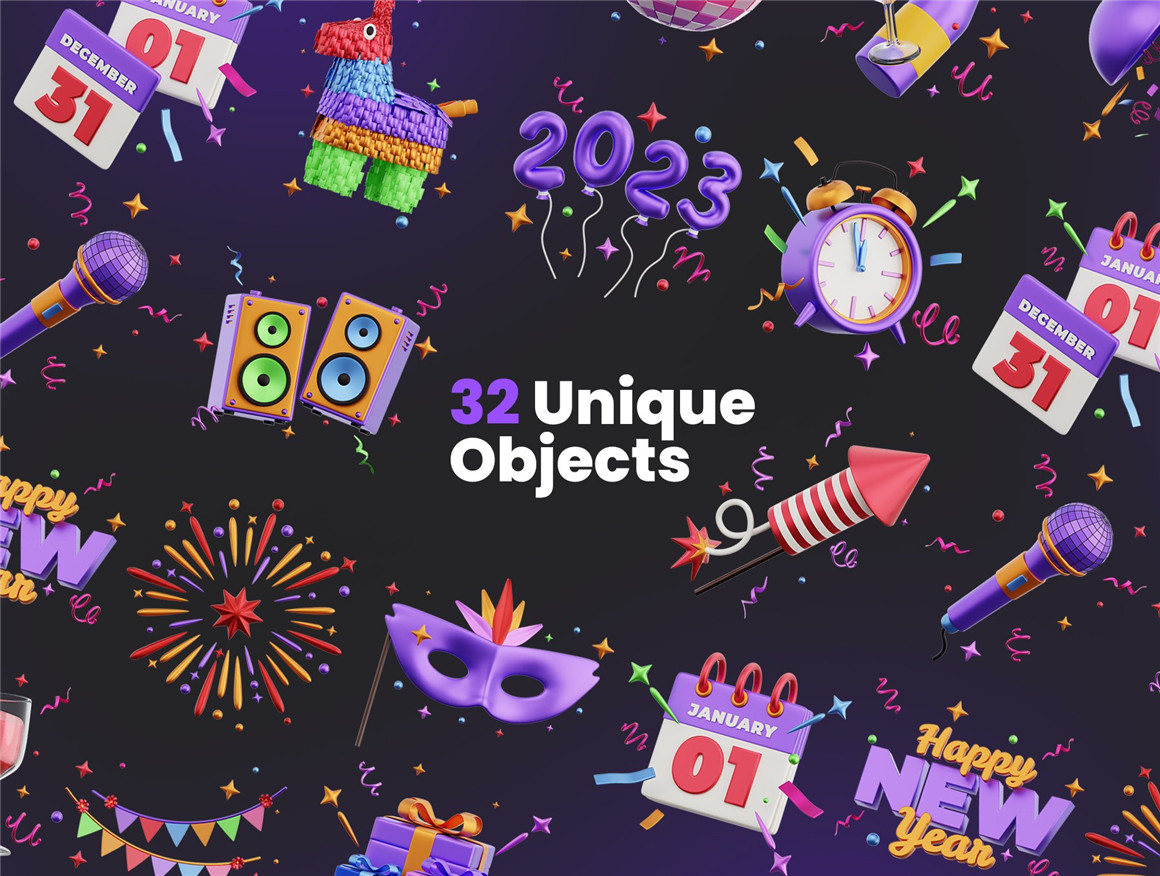 趣味卡通3D新年节日生日派对庆典插图插画PNG免抠图片+3D素材 New Year Party 3D Icons 图标素材 第4张-素材湾丨精选海外优质设计素材资源 趣味卡通3D新年节日生日派对庆典插图插画PNG免抠图片+3D素材 New Year Party 3D Icons 图标素材 sucaiwan.com