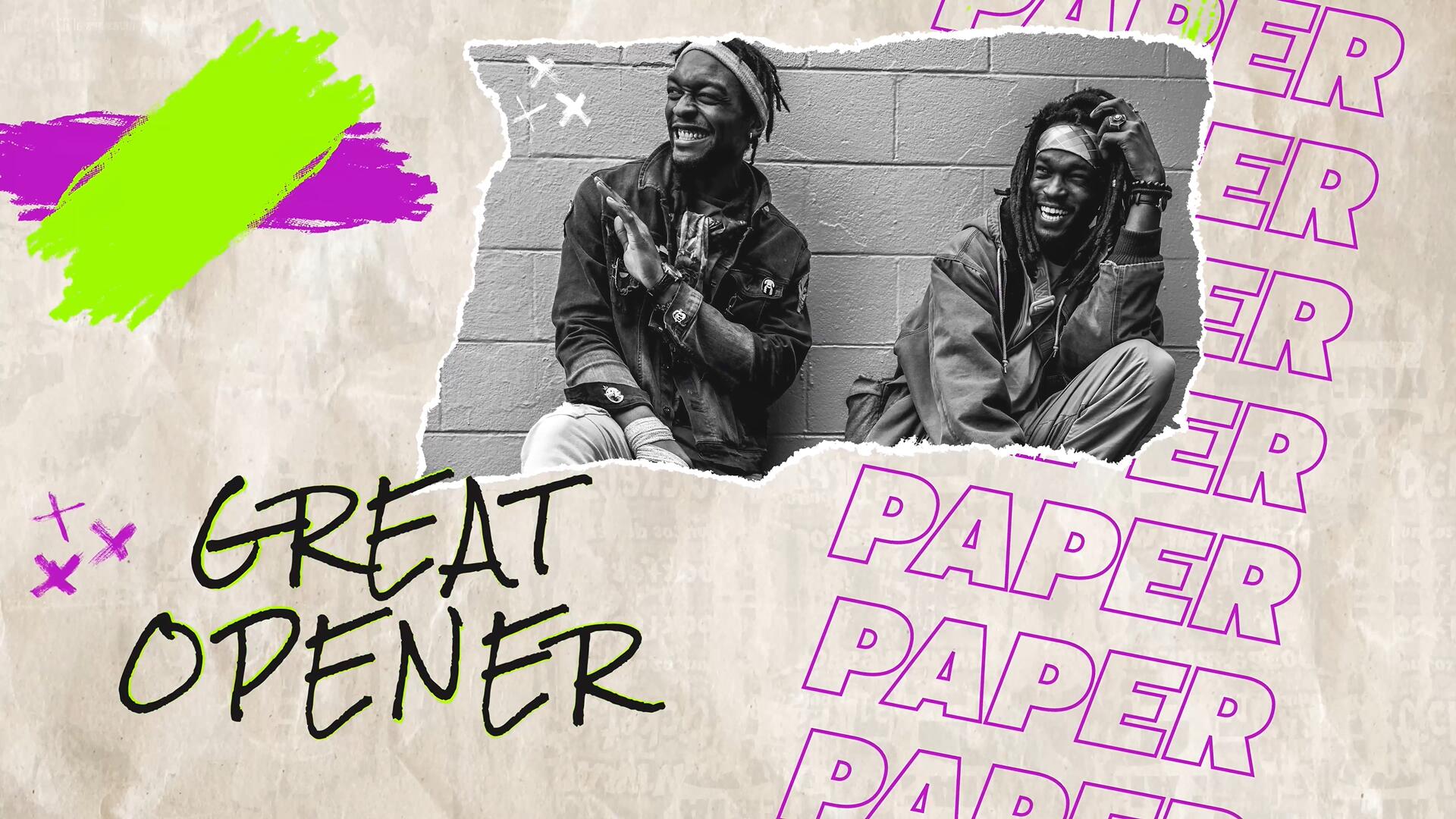 AE/PR模板：创意拼贴艺术褶皱纸定格动画品牌设计开场片头短片 , sucaiwan.com