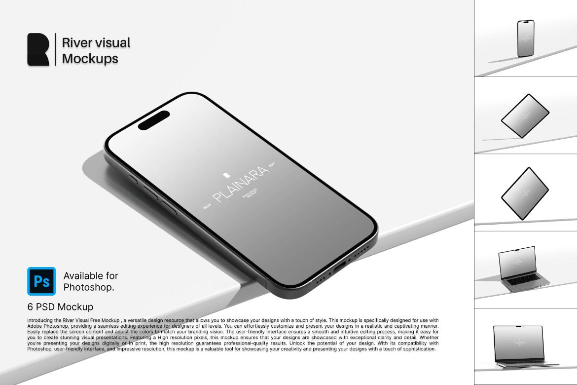 6款逼真苹果iPhone手机iPad平板MacBook笔记本电脑屏幕演示效果图Ps贴图样机模板 Device Mockup – Plainara Series 样机素材 第1张-素材湾丨精选海外优质设计素材资源 6款逼真苹果iPhone手机iPad平板MacBook笔记本电脑屏幕演示效果图Ps贴图样机模板 Device Mockup – Plainara Series 样机素材 sucaiwan.com