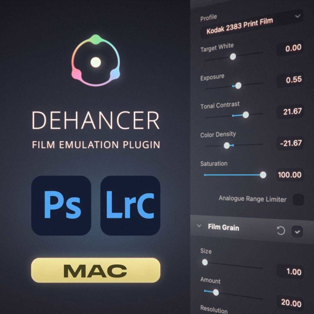 真实电影美学柯达/富士胶片边框噪点模拟薄膜光晕颜色分级PS+LR插件 Dehancer Film 2.3.3 for Ps/Lr Mac 插件预设 第1张-素材湾丨精选海外优质设计素材资源 真实电影美学柯达/富士胶片边框噪点模拟薄膜光晕颜色分级PS+LR插件 Dehancer Film 2.3.3 for Ps/Lr Mac 插件预设 sucaiwan.com