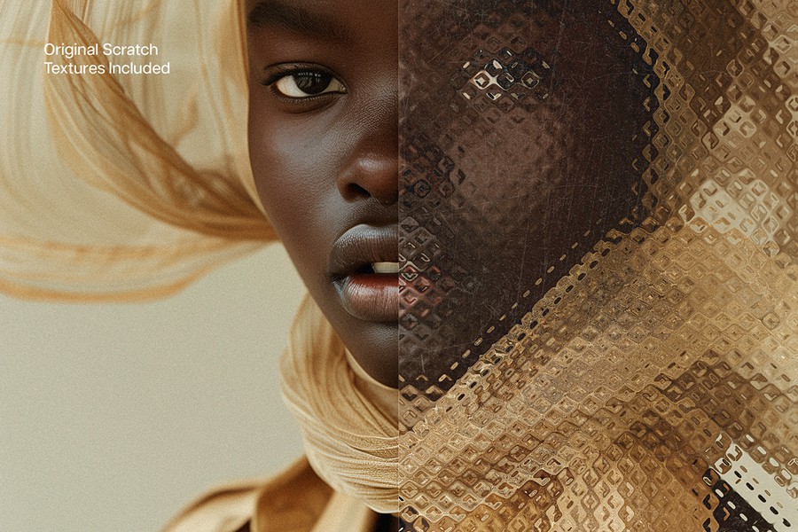 20款高级视觉错位冲击压花长虹磨砂玻璃扭曲ps样机特效滤镜模板 Refraction & Distortion Glass Effect 插件预设 sucaiwan.com