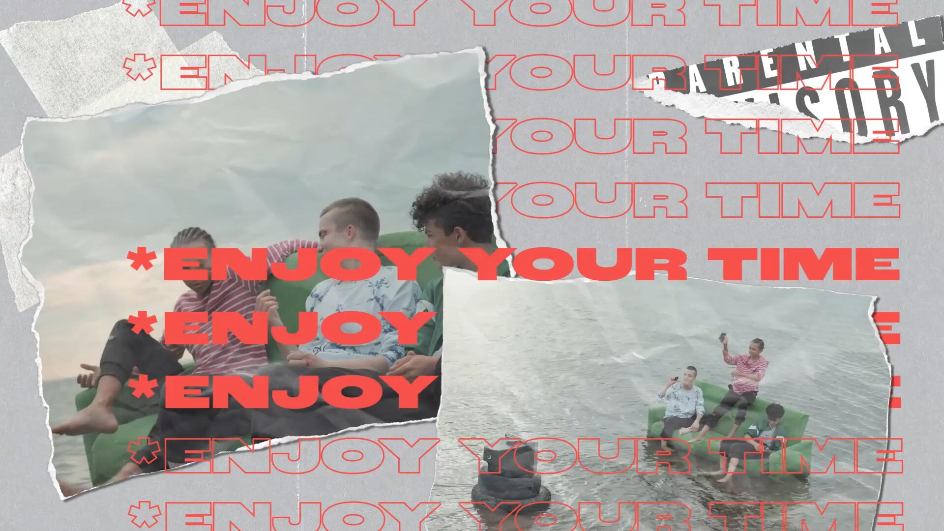 PR模板：复古垃圾摇滚撕纸拼贴纸张打孔转场过渡VLOG片头动画模板 , sucaiwan.com