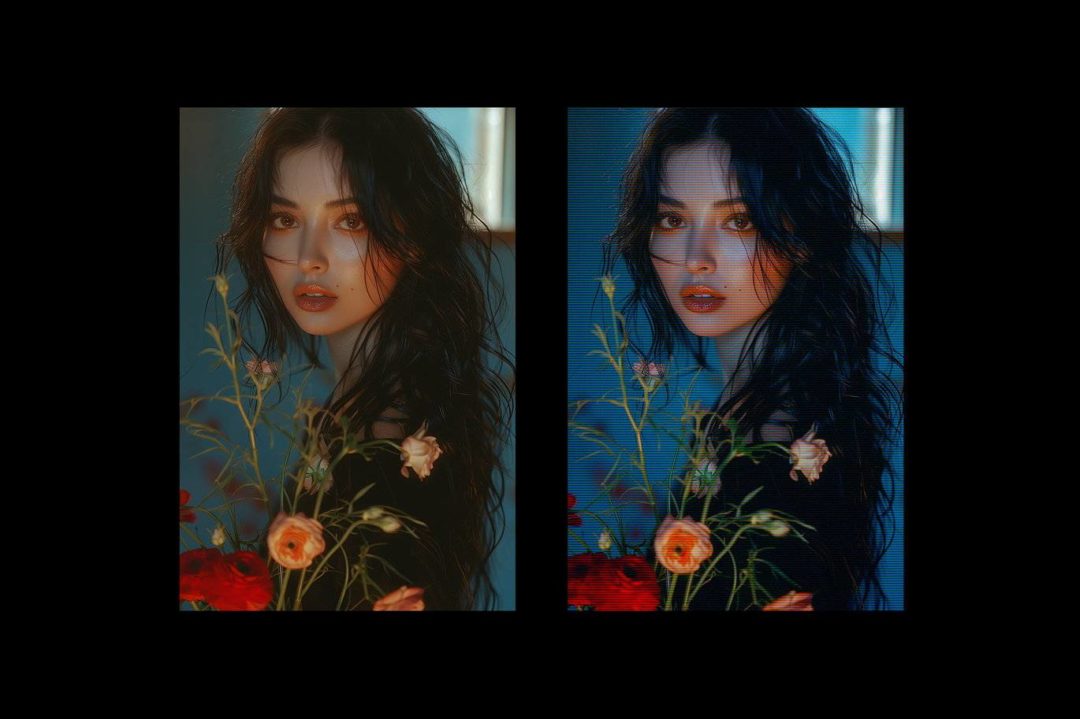 电影美学crt模拟条纹效果照片人像ps修图特效样机模板素材 Cinematic Film Photo Effect 插件预设 sucaiwan.com