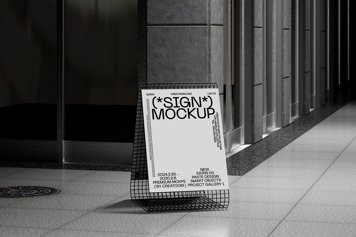 高级工业风VI品牌设计店招招牌导视海报架灯箱展示效果图Ps样机素材 S-Signs mockups 样机素材 sucaiwan.com
