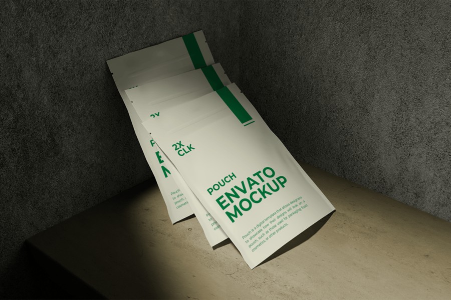 时尚混凝土背景食品零食立式塑料包装袋设计展示效果图ps贴图样机模板 Pouch Mockup | Modern 样机素材 第2张-素材湾丨精选海外优质设计素材资源 时尚混凝土背景食品零食立式塑料包装袋设计展示效果图ps贴图样机模板 Pouch Mockup | Modern 样机素材 sucaiwan.com