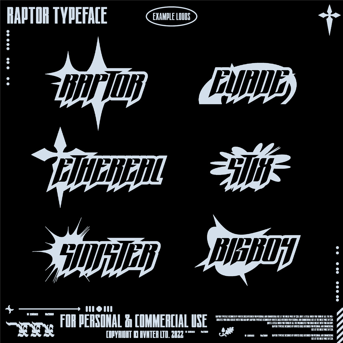 复古Y2K抽象艺术无衬线赛博科技西文装饰排版logo标题字体HVNTER – Raptor Typeface 设计素材 第4张-素材湾丨精选海外优质设计素材资源 复古Y2K抽象艺术无衬线赛博科技西文装饰排版logo标题字体HVNTER – Raptor Typeface 设计素材 sucaiwan.com