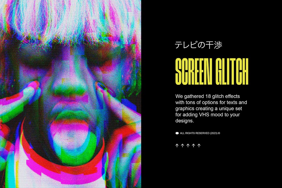 18款新潮故障错位视觉设计美学照片文字字体Ps特效滤镜插件样机模板 Classic Glitch Effects Collection 插件预设 sucaiwan.com