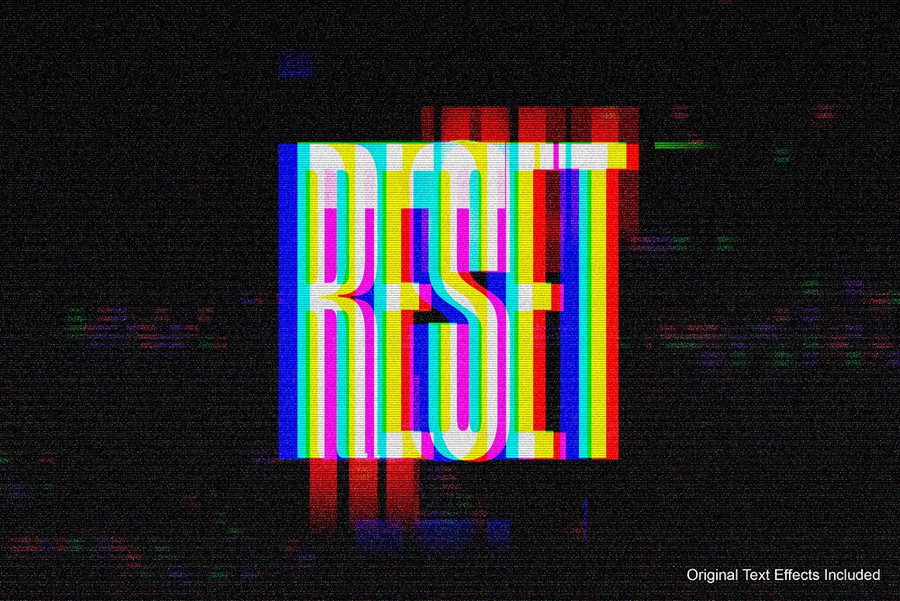 18款新潮故障错位视觉设计美学照片文字字体Ps特效滤镜插件样机模板 Classic Glitch Effects Collection 插件预设 sucaiwan.com