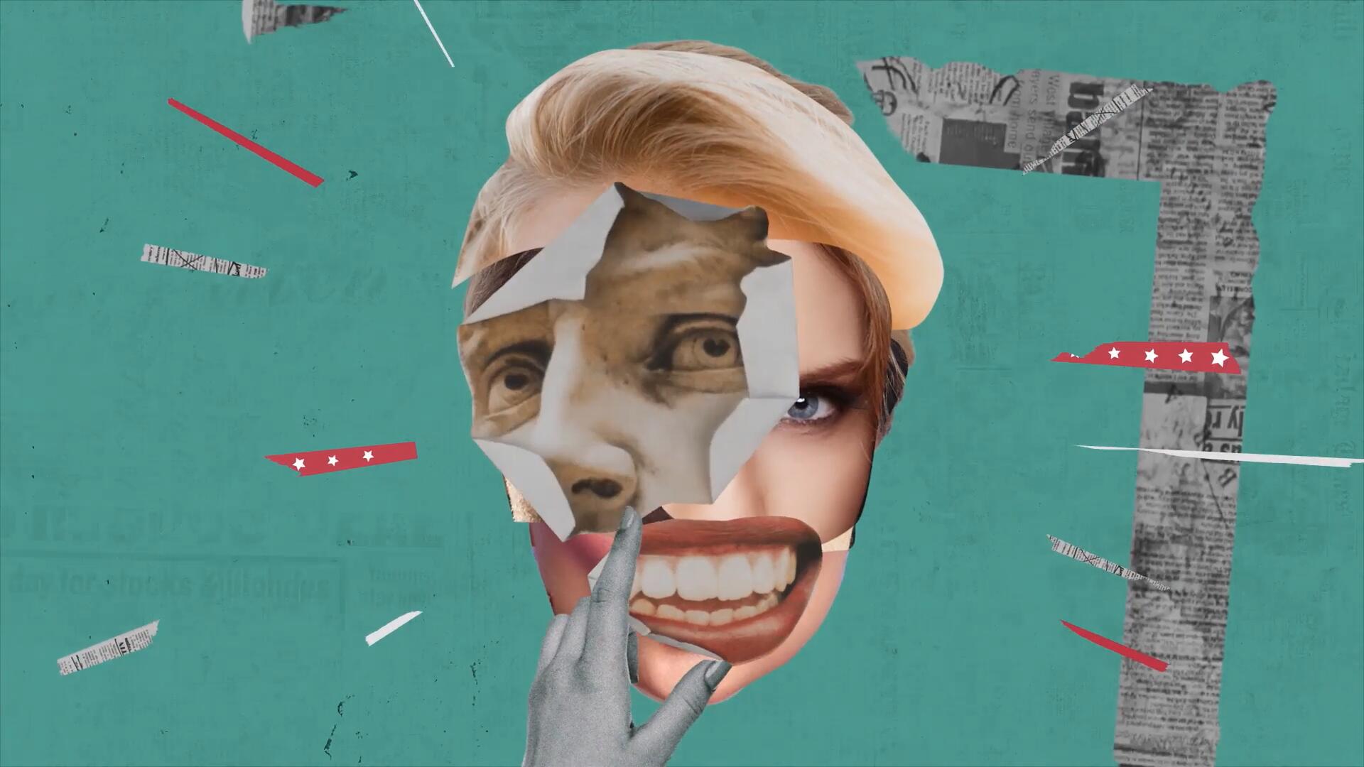 AE模板：复古波普风格拼贴艺术风格人物介绍定格动画开场片头 , sucaiwan.com