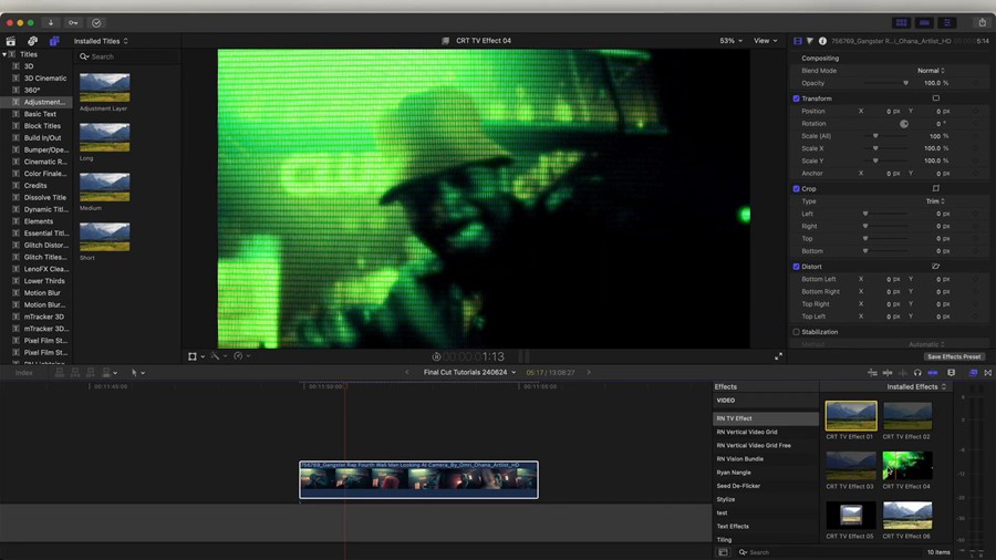Ryan Nangle – CRT TV Effect 11款复古CRT监视器像素屏幕显示器特效FCPX插件效果预设 插件预设 sucaiwan.com