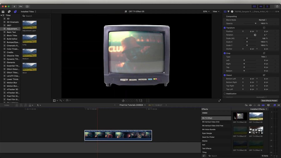 Ryan Nangle – CRT TV Effect 11款复古CRT监视器像素屏幕显示器特效FCPX插件效果预设 插件预设 sucaiwan.com