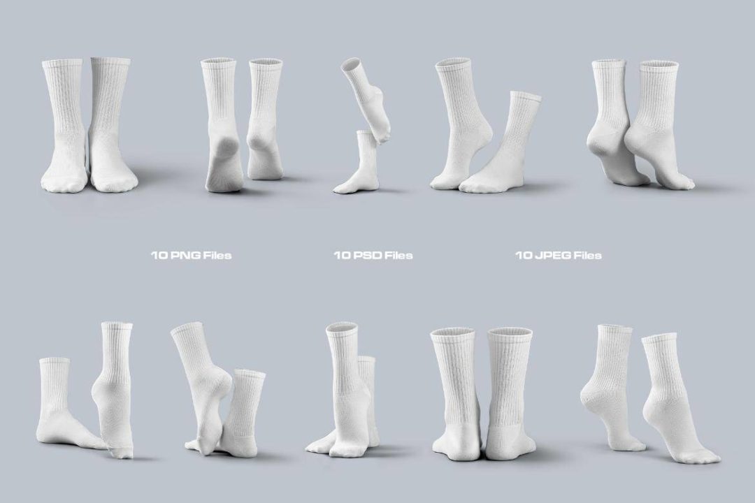 10款时尚长筒袜子高筒袜印花logo图案设计展示效果图ps贴图样机模板 10 Mockups High Socks in the 3D Style 样机素材 第7张-素材湾丨精选海外优质设计素材资源 10款时尚长筒袜子高筒袜印花logo图案设计展示效果图ps贴图样机模板 10 Mockups High Socks in the 3D Style 样机素材 sucaiwan.com