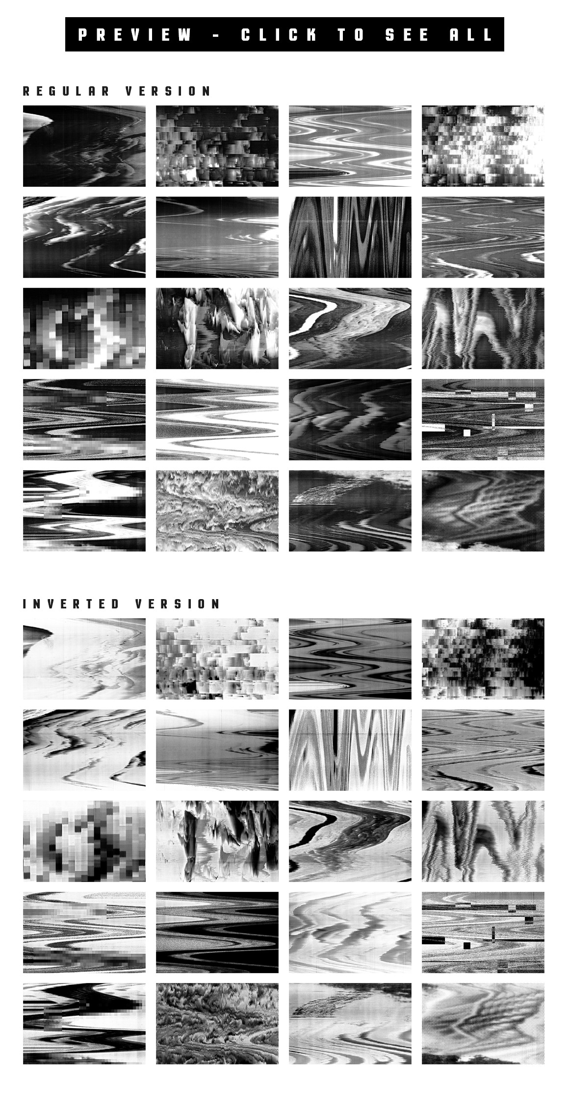 40款复古潮流黑白单色故障风粗糙毛刺扭曲肌理抽象背景图片素材 Toner Glitch Textures 图片素材 sucaiwan.com