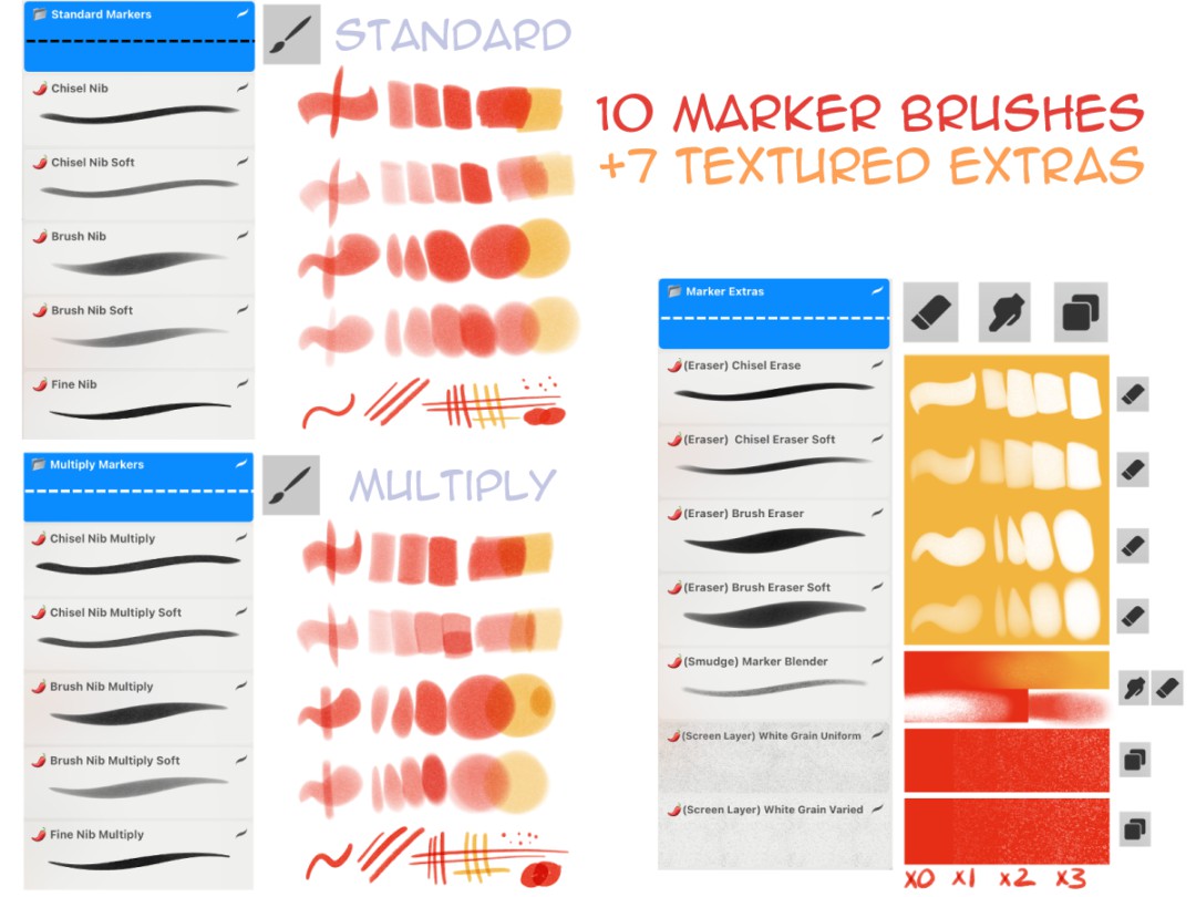 逼真马克笔线条数字艺术绘画procreate笔刷画笔素材 Sketch Markers for Procreate 笔刷资源 sucaiwan.com