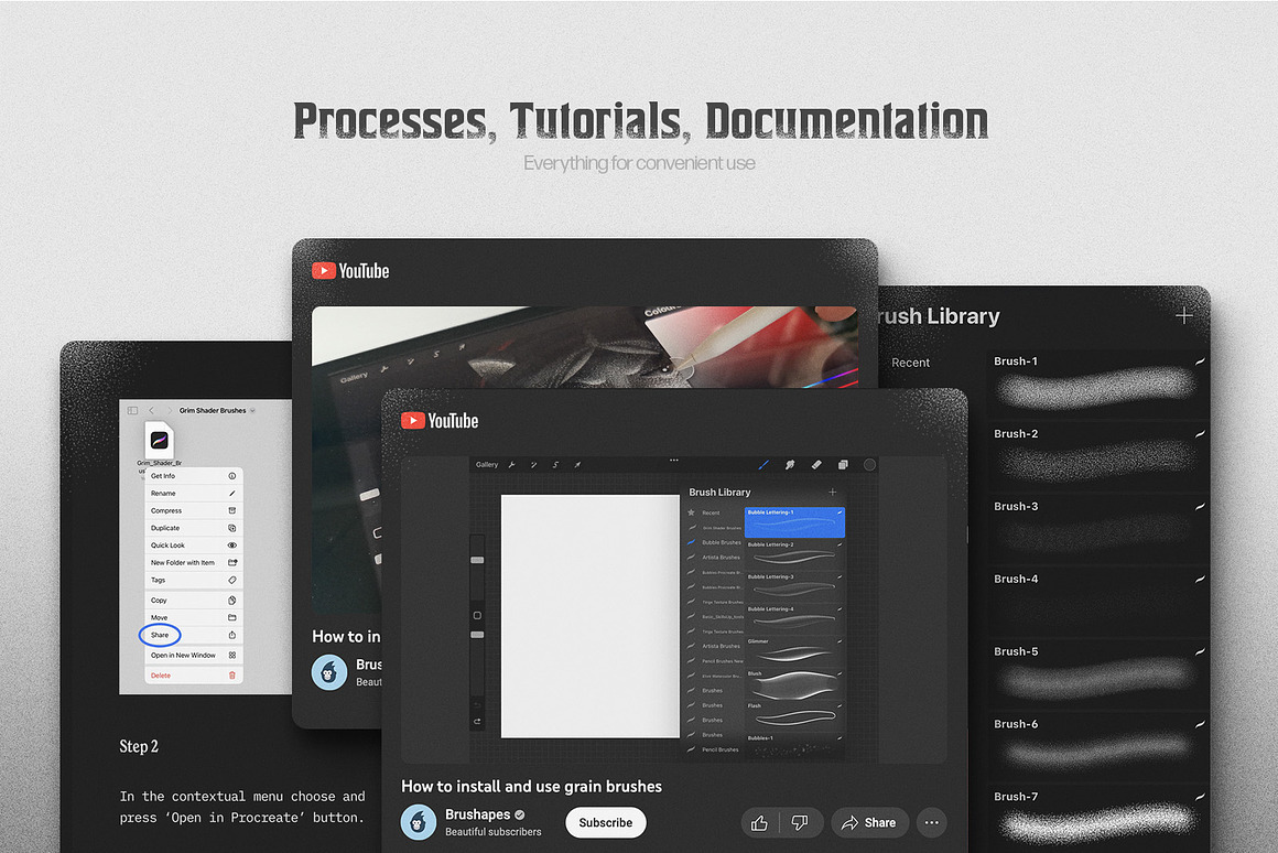 复古颗粒噪点谷砂砾纹理数字绘画procreate笔刷画笔设计素材 Grim Shader Procreate Brushes 笔刷资源 sucaiwan.com