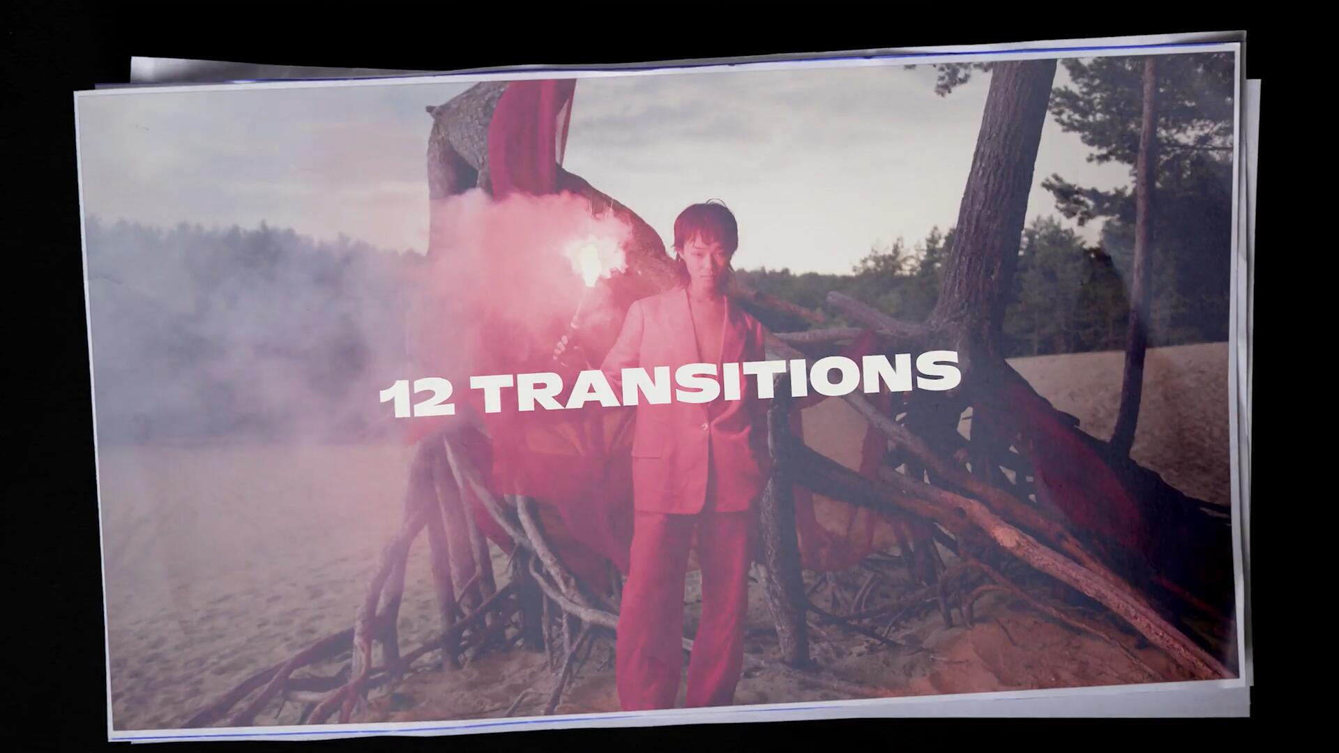 AE模板：复古褶皱纸张照片打印剪切拼贴风格转场过渡 , sucaiwan.com