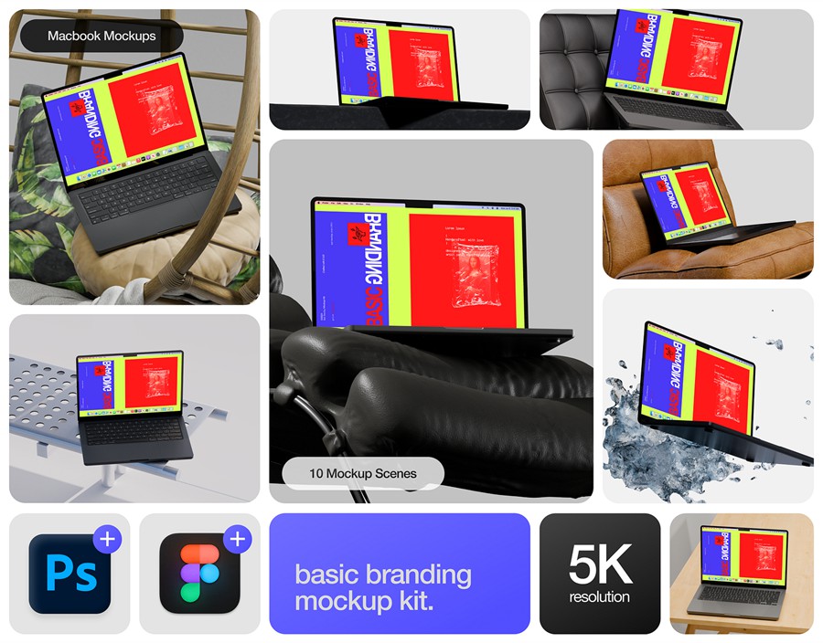 10款创意网站界面设计作品集贴图苹果MacBook Pro屏幕演示PS贴图样机模板 Macbook Pro Mockups – Basic Branding Mockup Kit 样机素材 第1张-素材湾丨精选海外优质设计素材资源 10款创意网站界面设计作品集贴图苹果MacBook Pro屏幕演示PS贴图样机模板 Macbook Pro Mockups – Basic Branding Mockup Kit 样机素材 sucaiwan.com