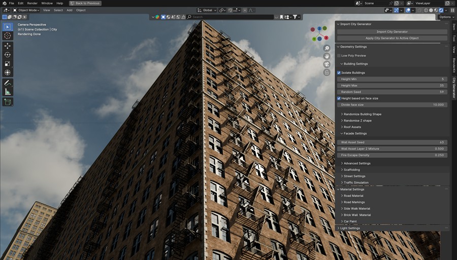 Blender城市楼房建筑街道3D场景模型生成器插件 Blender Market – The City Generator v1.1 插件预设 sucaiwan.com