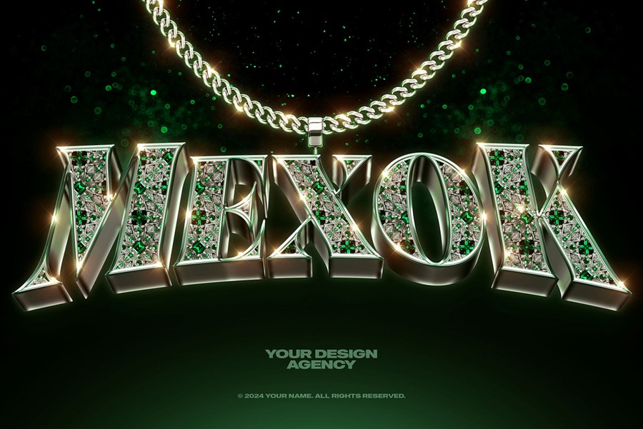 10款嘻哈说唱风吊坠3D金属钻石水晶字母项链服装标题特效字ps样机模板 Bling Bling Text Effects Vol.2 插件预设 第9张-素材湾丨精选海外优质设计素材资源 10款嘻哈说唱风吊坠3D金属钻石水晶字母项链服装标题特效字ps样机模板 Bling Bling Text Effects Vol.2 插件预设 sucaiwan.com