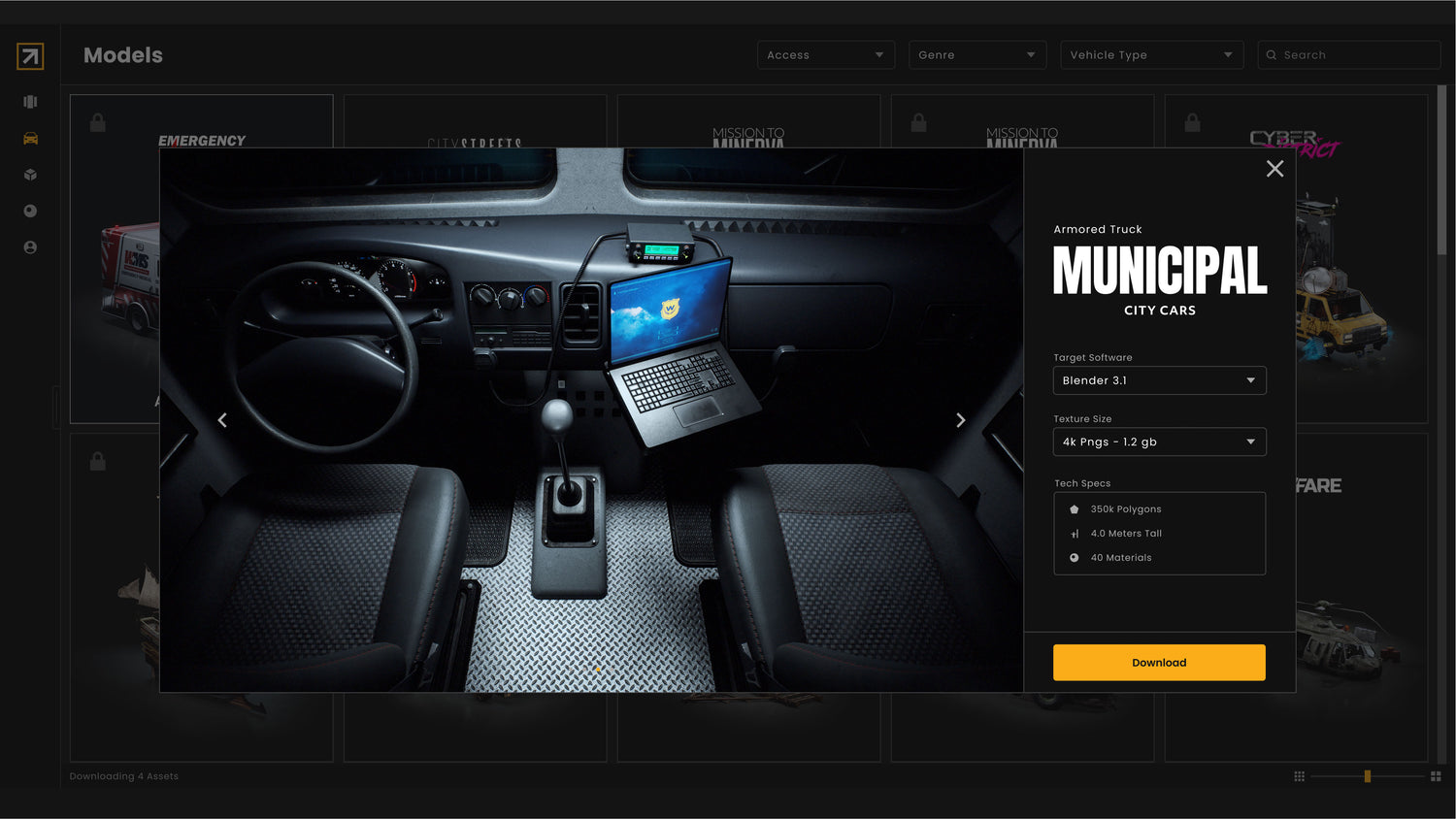 Blender校车装甲车出租车城市巴士警用巡洋舰汽车3D模型 KitBash3D – Municipal City Cars 样机素材 第7张-素材湾丨精选海外优质设计素材资源 Blender校车装甲车出租车城市巴士警用巡洋舰汽车3D模型 KitBash3D – Municipal City Cars 样机素材 sucaiwan.com