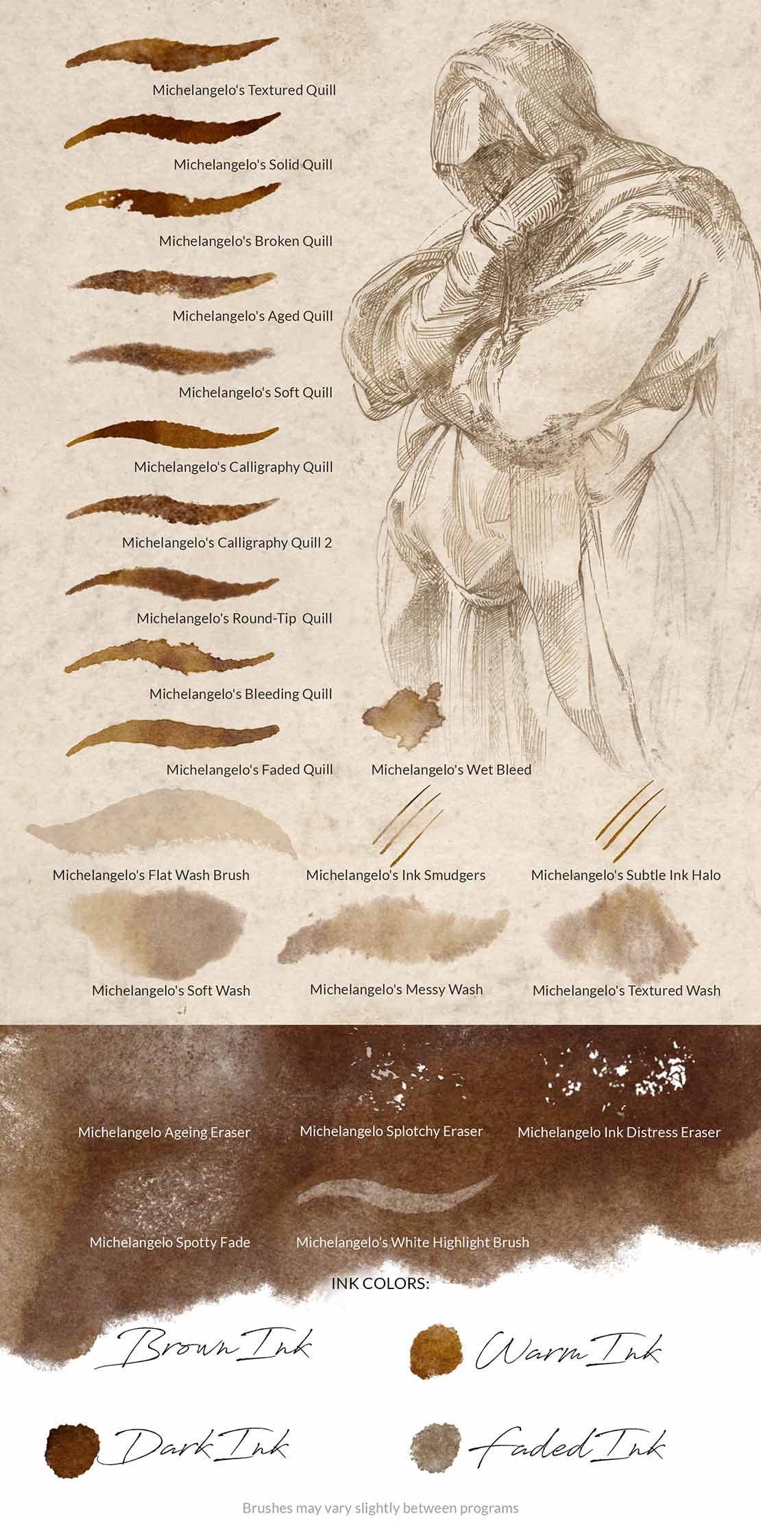 复古米开朗基罗绘画风格羽毛墨水粉笔铅笔PS/CSP/Artstudio/Procreate笔刷+纸张图片套装 Real-ink™ Michelangelo Mega Pack 笔刷资源 第6张-素材湾丨精选海外优质设计素材资源 复古米开朗基罗绘画风格羽毛墨水粉笔铅笔PS/CSP/Artstudio/Procreate笔刷+纸张图片套装 Real-ink™ Michelangelo Mega Pack 笔刷资源 sucaiwan.com