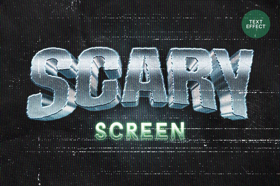 复古crt信号故障模拟3d立体金属质感标题logo设计ps特效样机模板素材 Scary Screen 3D Text Effect 插件预设 第1张-素材湾丨精选海外优质设计素材资源 复古crt信号故障模拟3d立体金属质感标题logo设计ps特效样机模板素材 Scary Screen 3D Text Effect 插件预设 sucaiwan.com