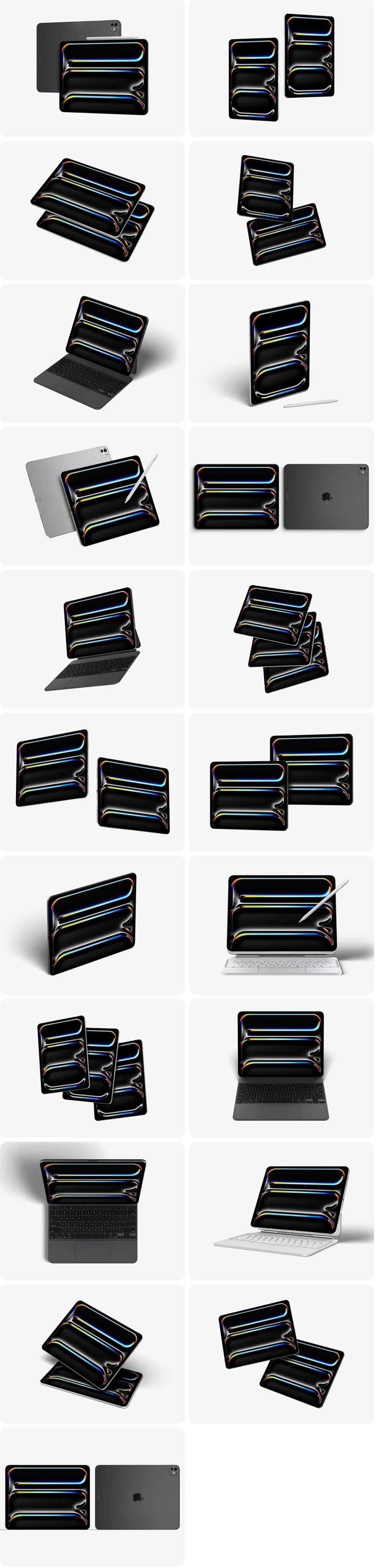 21款高级2024款苹果iPad平板电脑ui界面设计作品集ps展示效果图样机 iPad Pro (2024) Mockups 样机素材 sucaiwan.com