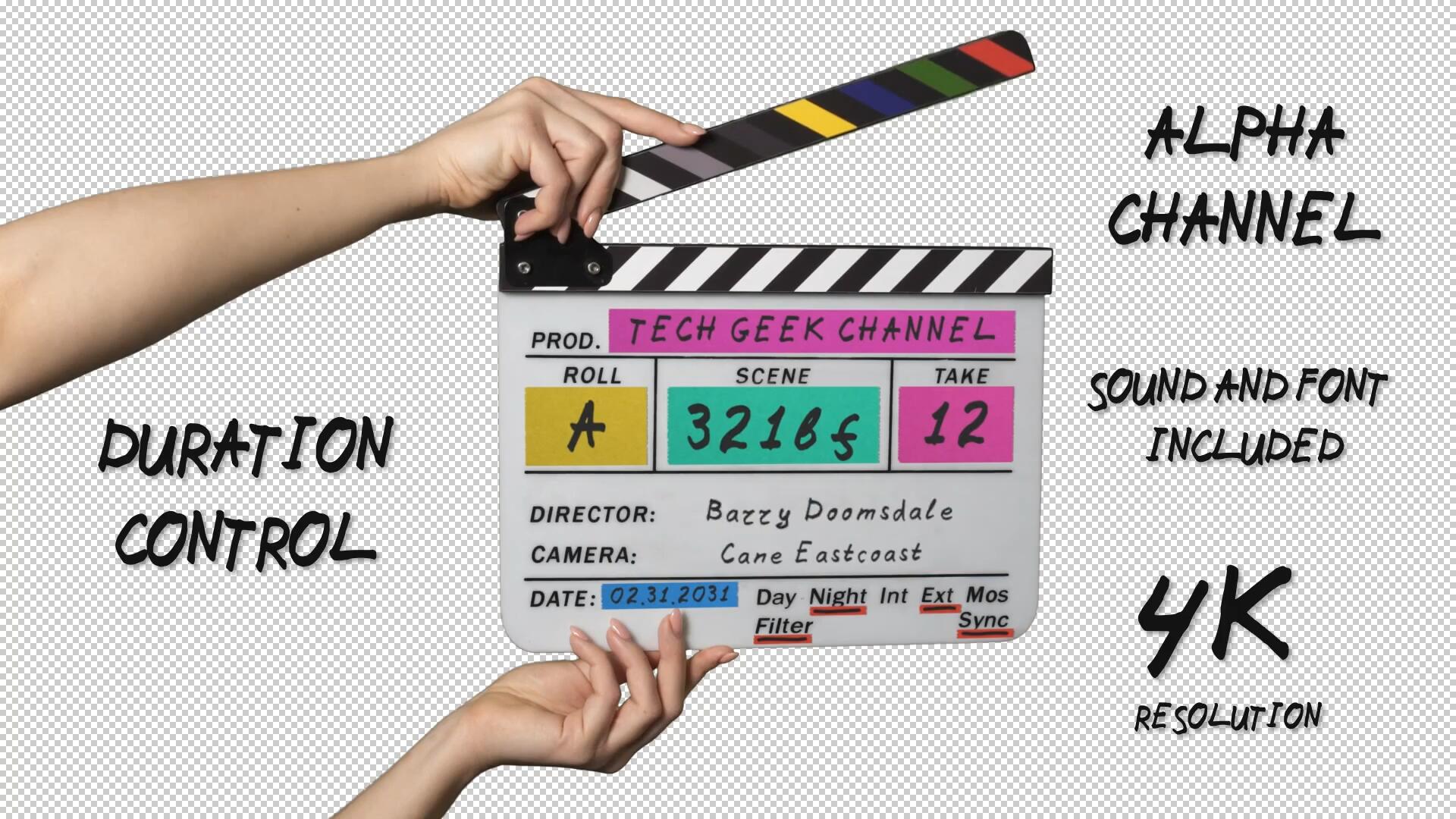 PR模板：剧组必备场记板导演开拍打板开场动画模板 可修改文字 , sucaiwan.com