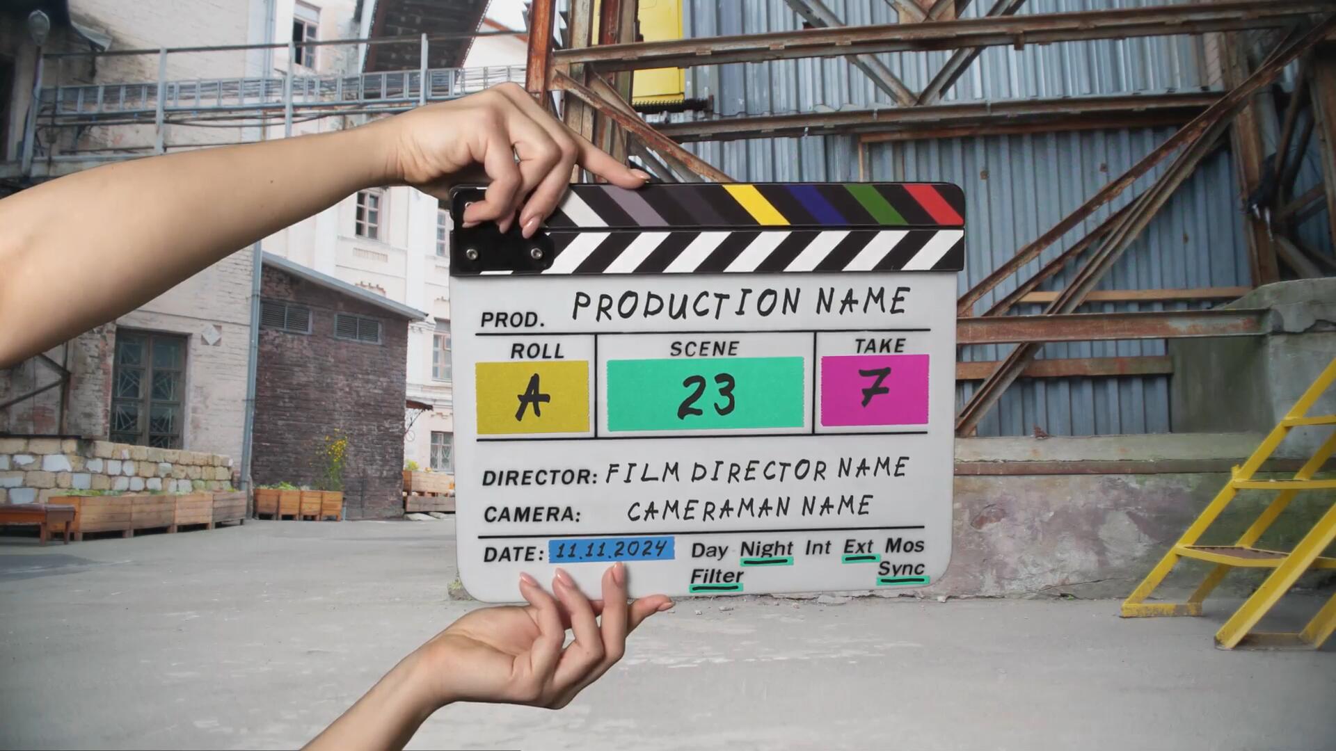 PR模板：剧组必备场记板导演开拍打板开场动画模板 可修改文字 , sucaiwan.com