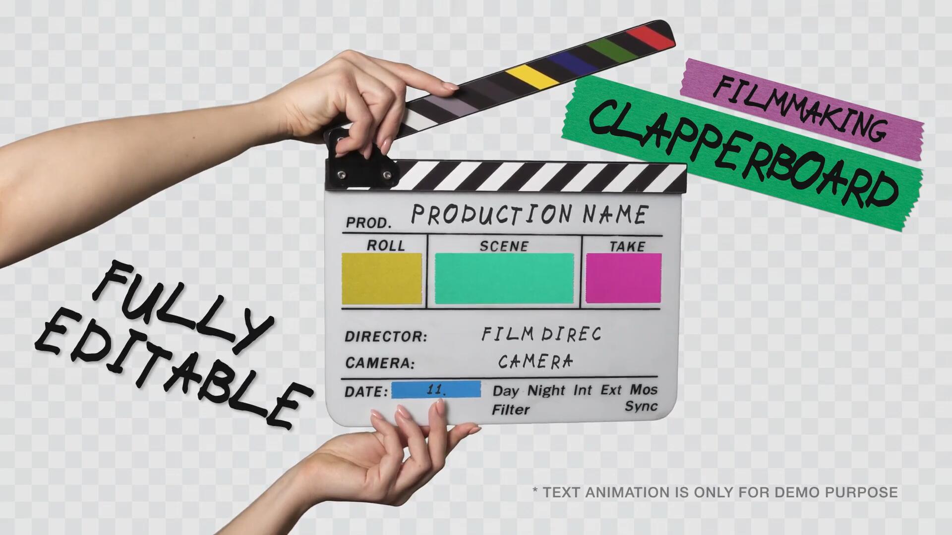 PR模板：剧组必备场记板导演开拍打板开场动画模板 可修改文字 , sucaiwan.com