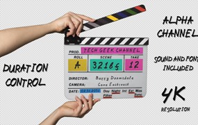 PR模板:剧组必备场记板导演开拍打板开场动画模板 可修改文字