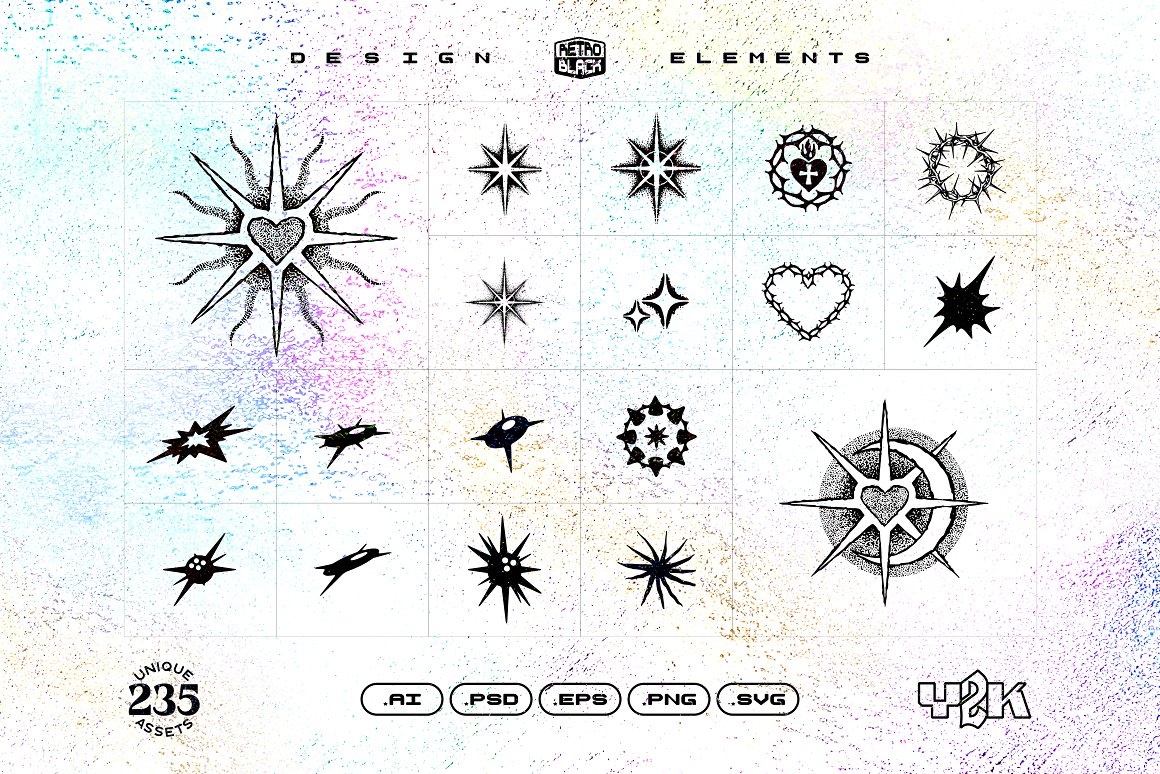 235款复古嘻哈Y2K酸性千禧风格赛博朋克矢量图形图标抽象表情包插画设计套装 235 Y2K Shapes, Icons and Elements 图片素材 第6张-素材湾丨精选海外优质设计素材资源 235款复古嘻哈Y2K酸性千禧风格赛博朋克矢量图形图标抽象表情包插画设计套装 235 Y2K Shapes, Icons and Elements 图片素材 sucaiwan.com
