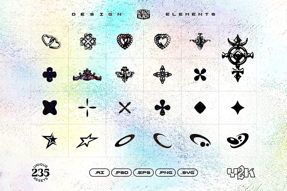 235款复古嘻哈Y2K酸性千禧风格赛博朋克矢量图形图标抽象表情包插画设计套装 235 Y2K Shapes, Icons and Elements 图片素材 第7张-素材湾丨精选海外优质设计素材资源 235款复古嘻哈Y2K酸性千禧风格赛博朋克矢量图形图标抽象表情包插画设计套装 235 Y2K Shapes, Icons and Elements 图片素材 sucaiwan.com