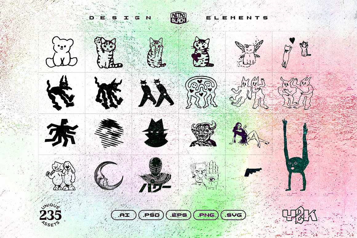 235款复古嘻哈Y2K酸性千禧风格赛博朋克矢量图形图标抽象表情包插画设计套装 235 Y2K Shapes, Icons and Elements 图片素材 第11张-素材湾丨精选海外优质设计素材资源 235款复古嘻哈Y2K酸性千禧风格赛博朋克矢量图形图标抽象表情包插画设计套装 235 Y2K Shapes, Icons and Elements 图片素材 sucaiwan.com