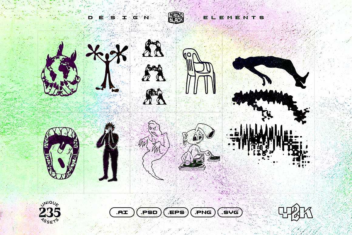 235款复古嘻哈Y2K酸性千禧风格赛博朋克矢量图形图标抽象表情包插画设计套装 235 Y2K Shapes, Icons and Elements 图片素材 第13张-素材湾丨精选海外优质设计素材资源 235款复古嘻哈Y2K酸性千禧风格赛博朋克矢量图形图标抽象表情包插画设计套装 235 Y2K Shapes, Icons and Elements 图片素材 sucaiwan.com