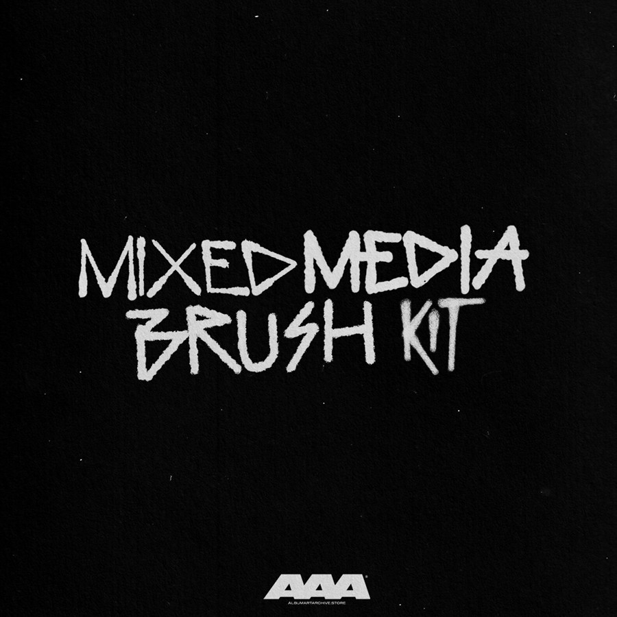 20款真实铅笔圆珠笔喷漆油漆海绵记号笔马克笔标记涂鸦手绘PS笔刷套装 Mixed Media Brush Kit 笔刷资源 sucaiwan.com