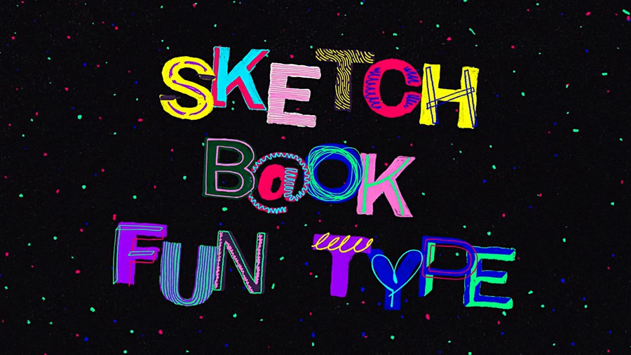 AE模板 卡通有趣色彩丰富涂鸦风格字母数字符号动画背景视频素材 Sketchbook Fun Type 影视音频 sucaiwan.com
