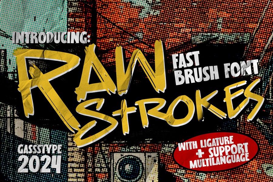 时尚叛逆风格海报徽标设计手绘画笔手写英文字体安装包 Raw Strokes – Fast Brush Font 设计教程 第1张-素材湾丨精选海外优质设计素材资源 时尚叛逆风格海报徽标设计手绘画笔手写英文字体安装包 Raw Strokes – Fast Brush Font 设计教程 sucaiwan.com