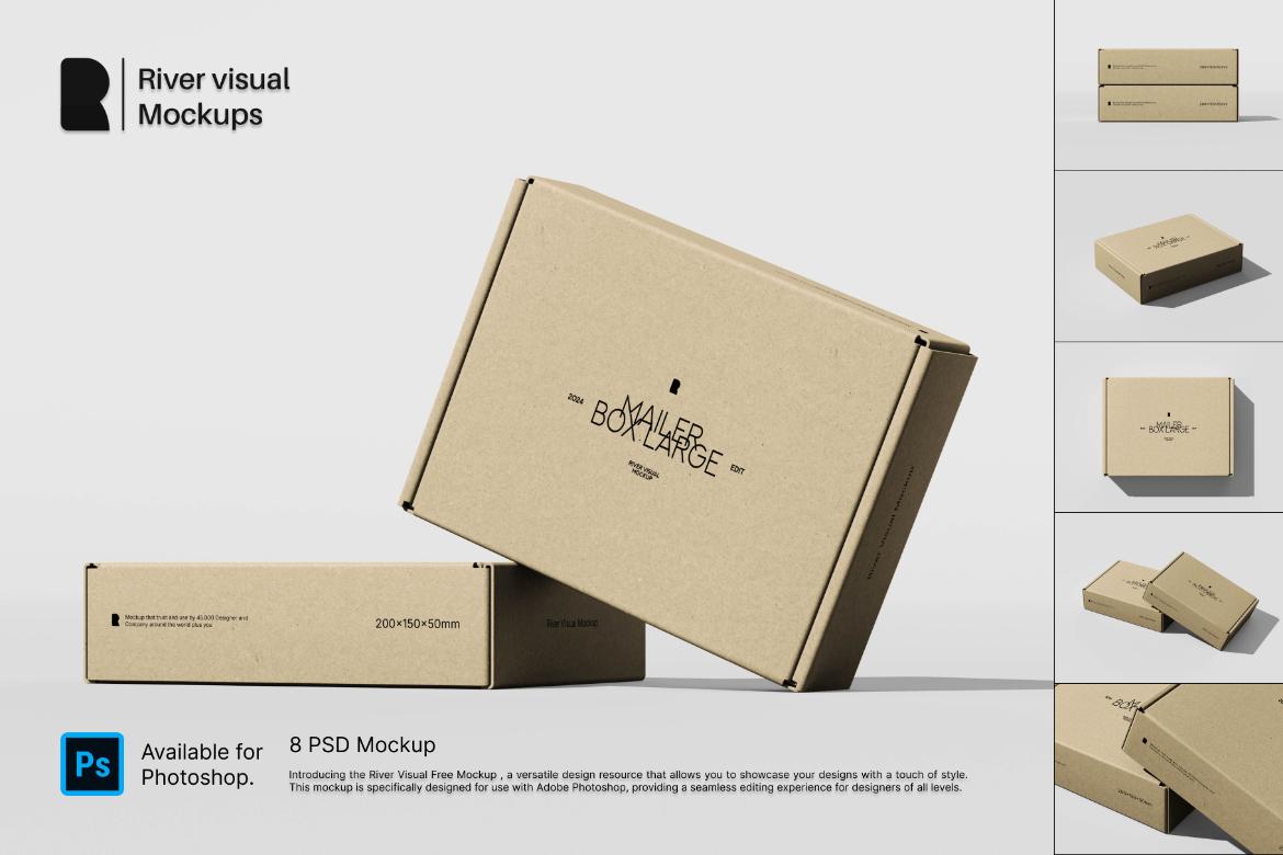 8款逼真产品快递包装纸盒设计展示效果图Ps贴图样机模板素材 Mailer Box Large Size Packaging Mockup 样机素材 第1张-素材湾丨精选海外优质设计素材资源 8款逼真产品快递包装纸盒设计展示效果图Ps贴图样机模板素材 Mailer Box Large Size Packaging Mockup 样机素材 sucaiwan.com